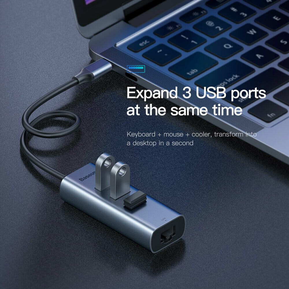 Hub chuyển Baseus Enjoy Series Type C to USB 3.0 + Gigabit Network interface RJ45