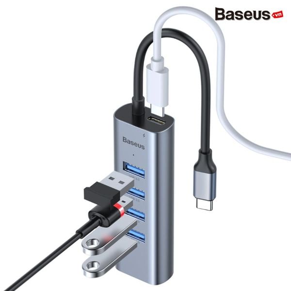 Hub chuyển Baseus Enjoy Series Type C to 4 Port USB 3.0 + Type C PD (intelligent HUB Adapter)