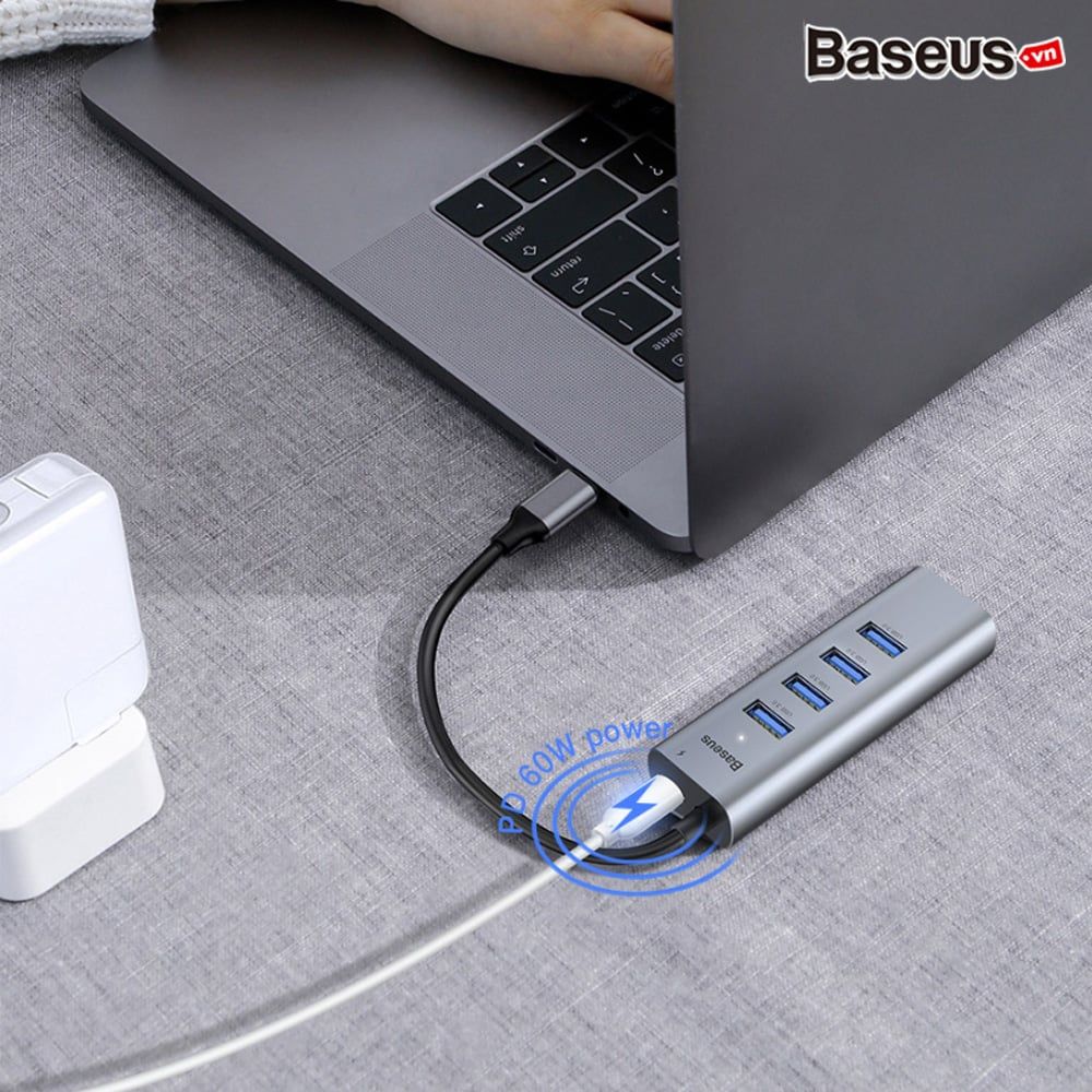 Hub chuyển Baseus Enjoy Series Type C to 4 Port USB 3.0 + Type C PD (intelligent HUB Adapter)