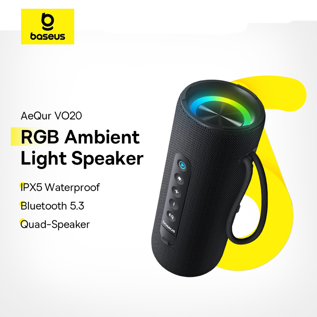 Loa Bluetooth Baseus AeQur VO20 – Bluetooth 5.3, chống nước IPX5, bass mạnh, loa di động cho camping ngoài trời