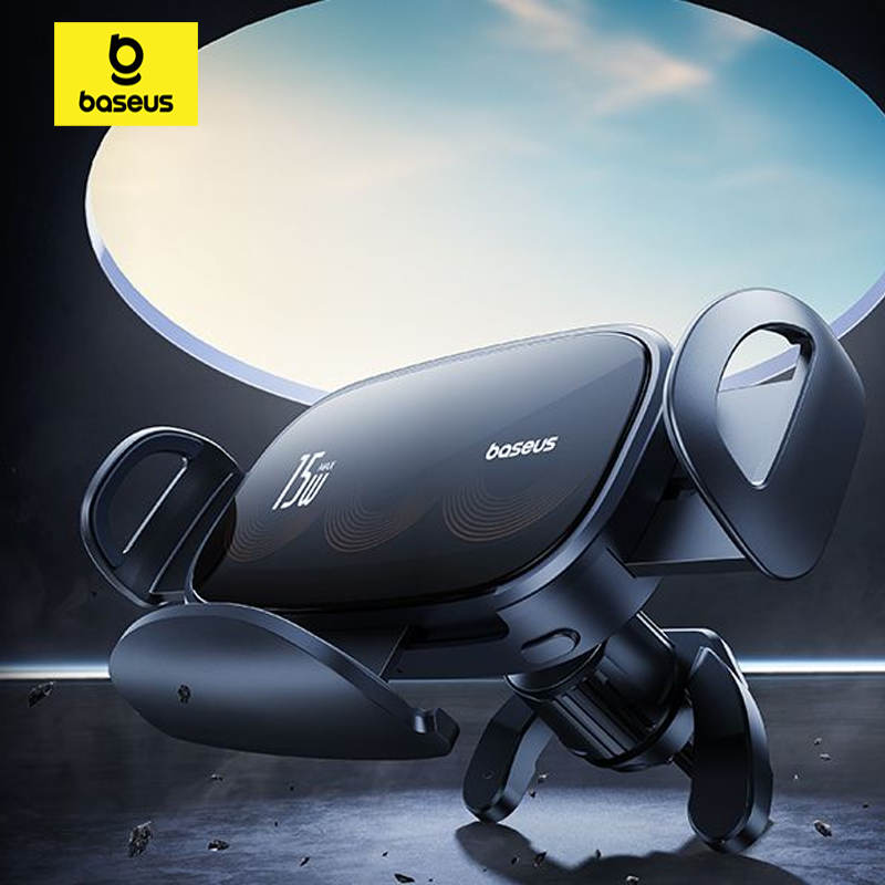 Giá đỡ điện thoại ô tô Baseus Lightchaser – Sạc không dây 15W, 3 cuộn sạc, kẹp điện tự động, giữ chắc máy