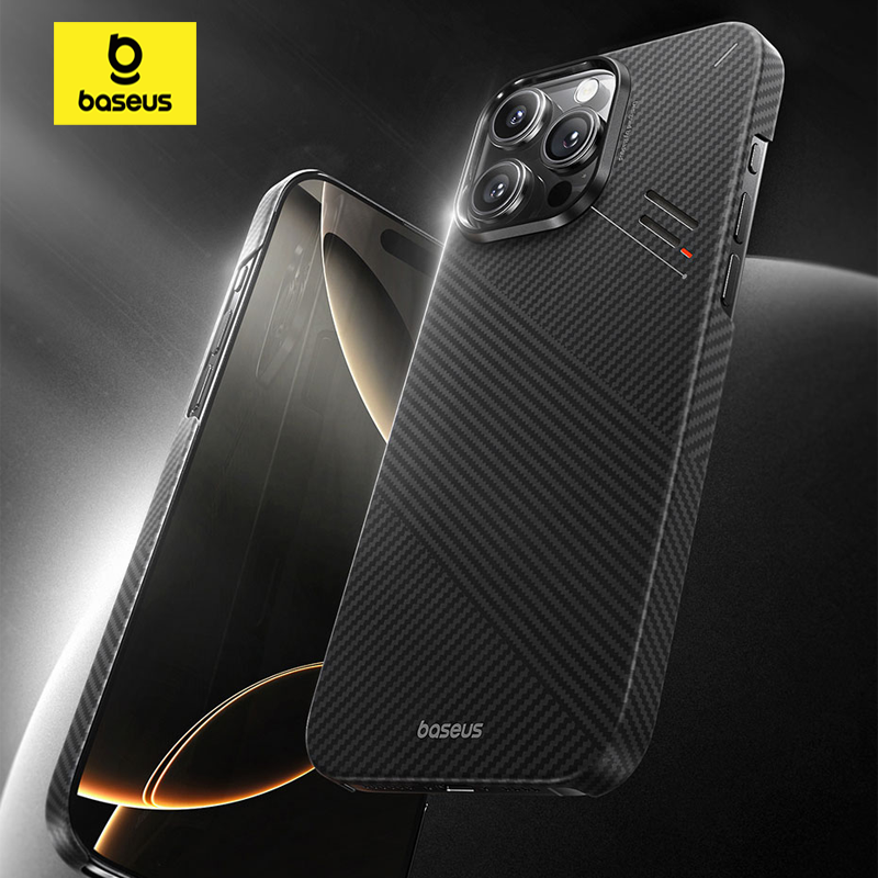 Ốp Lưng Từ Tính Baseus Synthetic Fiber Series For iP 16 Series (0.6mm Ultra Slim, MagSafe Compatibility, Aramid Fiber, Anti-fingerprint, 3D Contoured Edges, Bulletproof-Level Protection, Built-in Temperature Sensing Design)