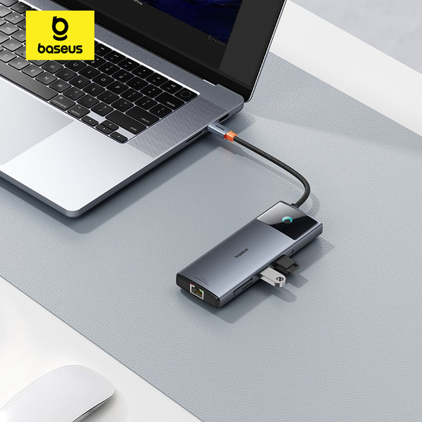 Hub Chuyển Đa Năng Baseus Metal Gleam Series II 10 in 1 Cho Macbook Laptop iPhone Samsung (Type c to HDMI USB RJ45 SD/TF PD 100W 3.5mm)