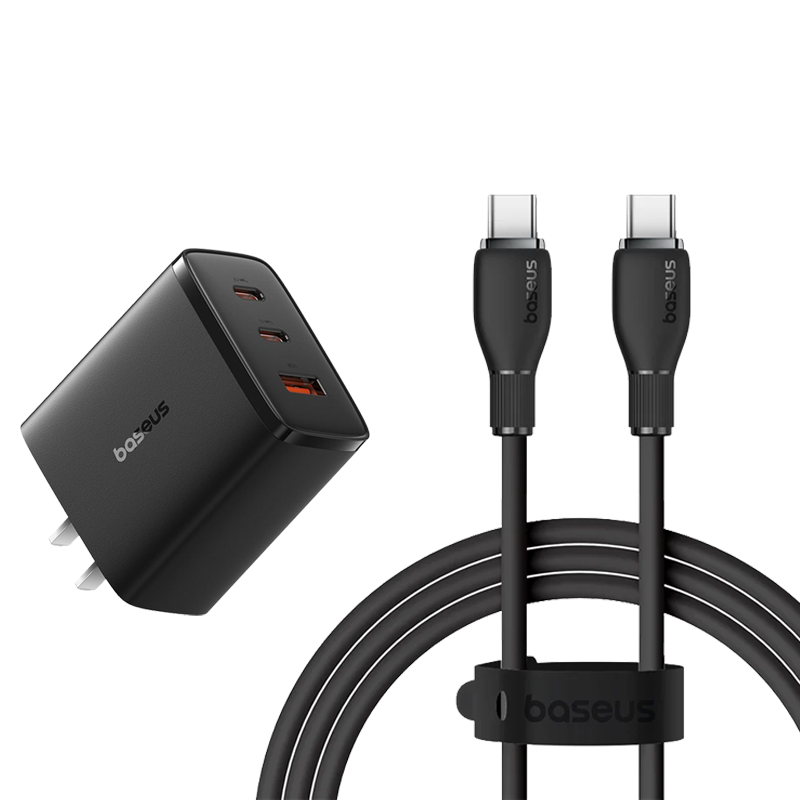Củ Sạc Nhanh Baseus Cube Pro Fast Charger 2C+U 65W (Kèm Cáp Baseus Pudding Series C to C 100W)