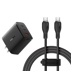 Củ Sạc Nhanh Baseus Cube Pro Fast Charger 2C+U 65W (Kèm Cáp Baseus Pudding Series C to C 100W)