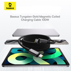 Cáp Sạc Nhanh Dây Nam Châm Chống Rối Baseus Tungsten Gold Magnetic C to C 100W (5A/100W)