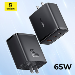 Củ Sạc Nhanh Baseus Cube Pro Fast Charger 2C+U 65W (Kèm Cáp Baseus Pudding Series C to C 100W)