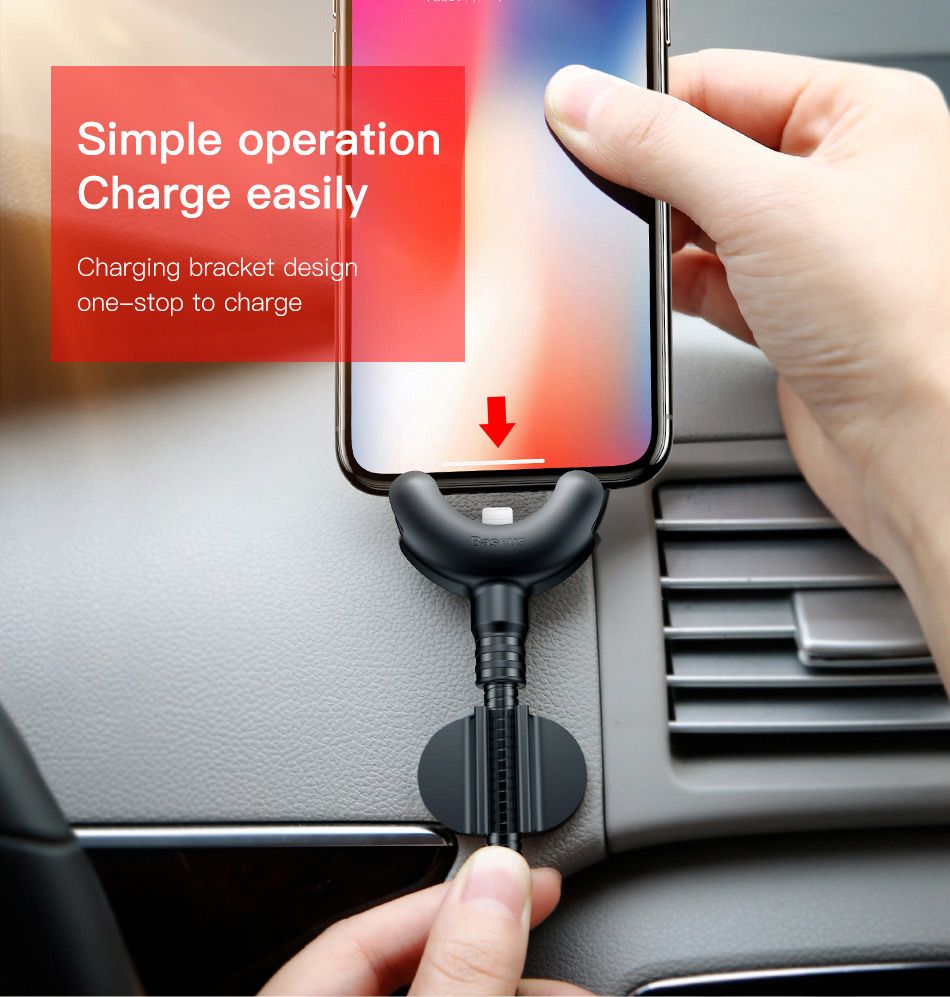 Cáp sạc nhanh Lightning tích hợp giá đỡ điện thoại gắn trên xe hơi dùng cho Iphone Baseus O-type Car Mount Cable ( USB - Lightning - 2.1A Quick Charge )