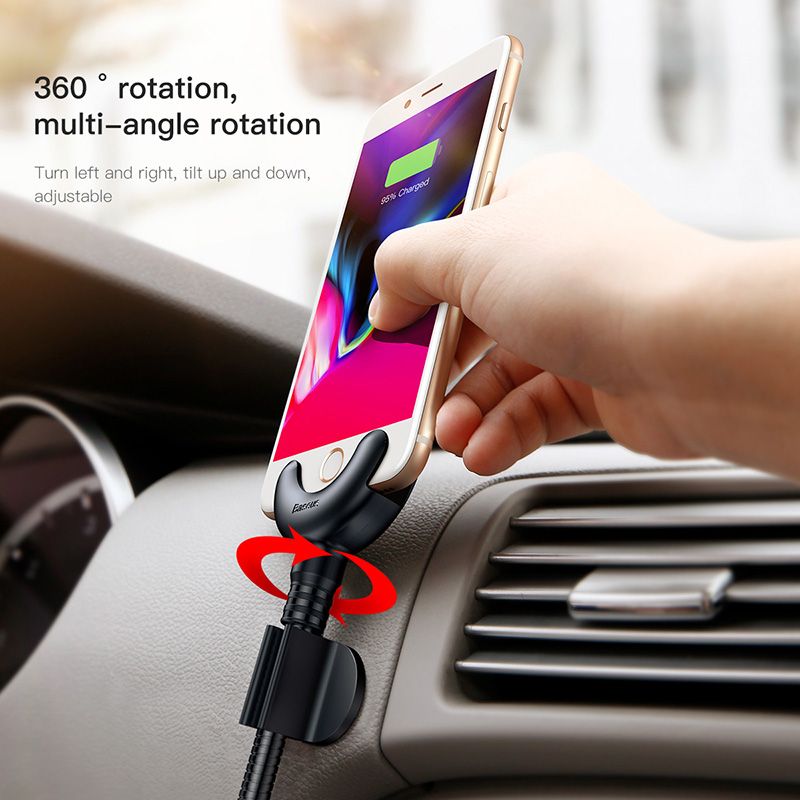 Cáp sạc nhanh Lightning tích hợp giá đỡ điện thoại gắn trên xe hơi dùng cho Iphone Baseus O-type Car Mount Cable ( USB - Lightning - 2.1A Quick Charge )