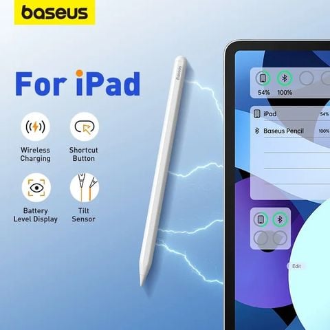 Bút Cảm Ứng Baseus Pencil 2 Smooth Writing Wireless Charging Stylus, Dùng Cho iPad Mini6 Pro Air4, 5 (Palm Reject, Magnetic, Wireless Charging, Bluetooth, App control)