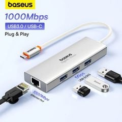 Hub Mở Rộng Baseus PortalJoy Series 4-Port Dùng Cho Laptop Macbook Smartphone (HUB USB 3.0 RJ45 1000Mbps)