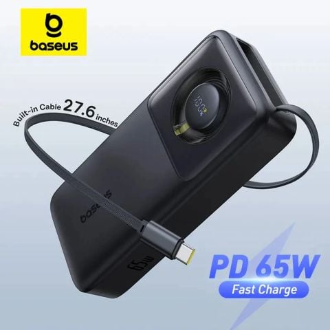 Pin Dự Phòng Tích Hợp Cáp Sạc Dây Rút Gọn Baseus Free2Pull 65W 20000mAh