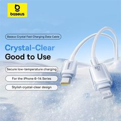 Cáp Sạc Nhanh C to Lightning Baseus Crystal-Clear 20W (480Mbps, Dual-Layer Protection)