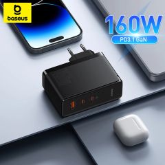 Bộ Sạc Nhanh Baseus GaN5 Pro Digital 160W Cho Laptop Macbook iPhone Samsung (Fast Charger 2C+U PD3.1 QC PPS SCP FCP AFC)