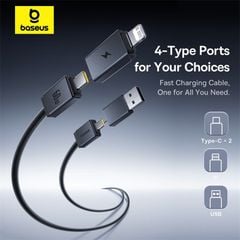 Cáp Sạc Nhanh 4-in-1 Baseus Versatile Two-for-Two U+C to C+L 60W (480Mbps)