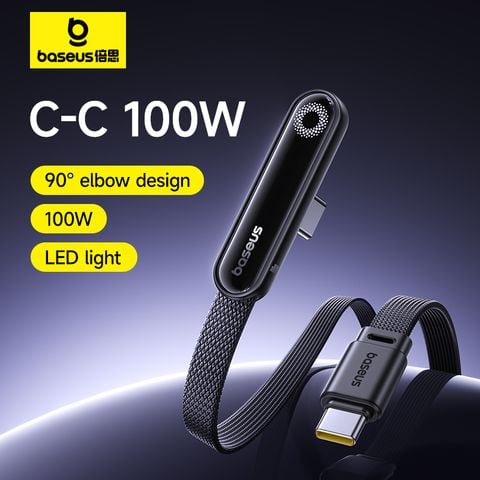 Cáp Sạc Nhanh C to C Baseus MVP 3 100W (480Mbps, 90° Elbow Design)