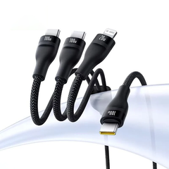 Cáp Sạc Nhanh Đa Năng 1 for 3 Baseus Flash Series 3 100W (Type-C to 2*Type-C+Lightning, 1.5m, 480Mbps)