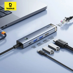 Hub Chuyển Đa Năng Baseus UltraJoy Series 5-Port HUB AIR Space (HDMI4K@60Hz+USB3.0+PD+RJ45)