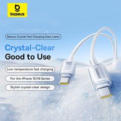 Cáp Sạc Nhanh C to C Baseus Crystal-Clear 100W (480Mbps, Dual-Layer Protection)