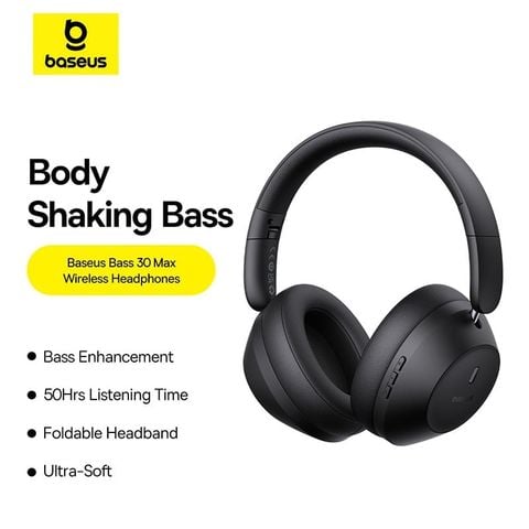 Tai Nghe Chụp Tai Bluetooth Baseus Bass 30 Max (Bluetooth 5.3, -30dB, Noise Cancellation Over Headset, Ultra Low Latency, 50H Time)