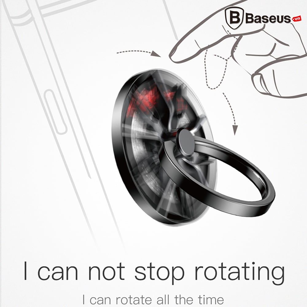 Nhẫn đeo tay chống đánh rơi điện thoại Baseus Wheel Finger Ring Holder LV189 (Kim loại cao cấp, Xoay 360 độ)