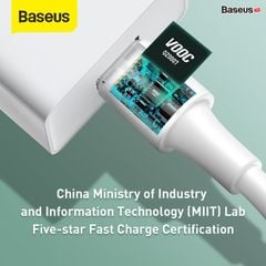 Cáp sạc nhanh Baseus White Series Type-C cho OPPO/Samsung/Xiaomi/Huawei (5A, support VOOC/QC3.0 Quick Charging cable)