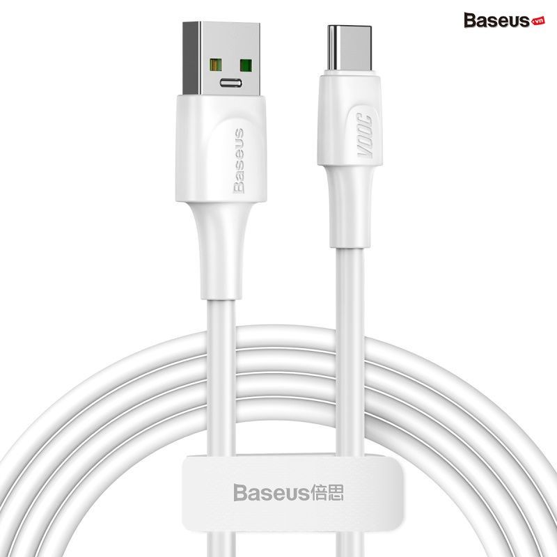 Cáp sạc nhanh Baseus White Series Type-C cho OPPO/Samsung/Xiaomi/Huawei (5A, support VOOC/QC3.0 Quick Charging cable)