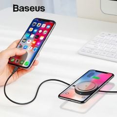 Cáp sạc tích hợp sạc không dây Baseus Wireless Charge Lightning Cable cho iPhone 8/ iPX/ XS/ RX / iP XS Max, Samsung S9/N9 (2.4A, 1.2m,5W Wireless Charger)