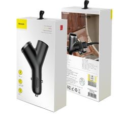 Bộ tẩu sạc mở rộng 3 trong 1 dùng cho xe hơi Baseus Y Type Dual USB (40W, 3.4A Fast Charge, Intelligent Car charger)