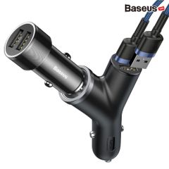 Bộ tẩu sạc mở rộng 3 trong 1 dùng cho xe hơi Baseus Y Type Dual USB (40W, 3.4A Fast Charge, Intelligent Car charger)