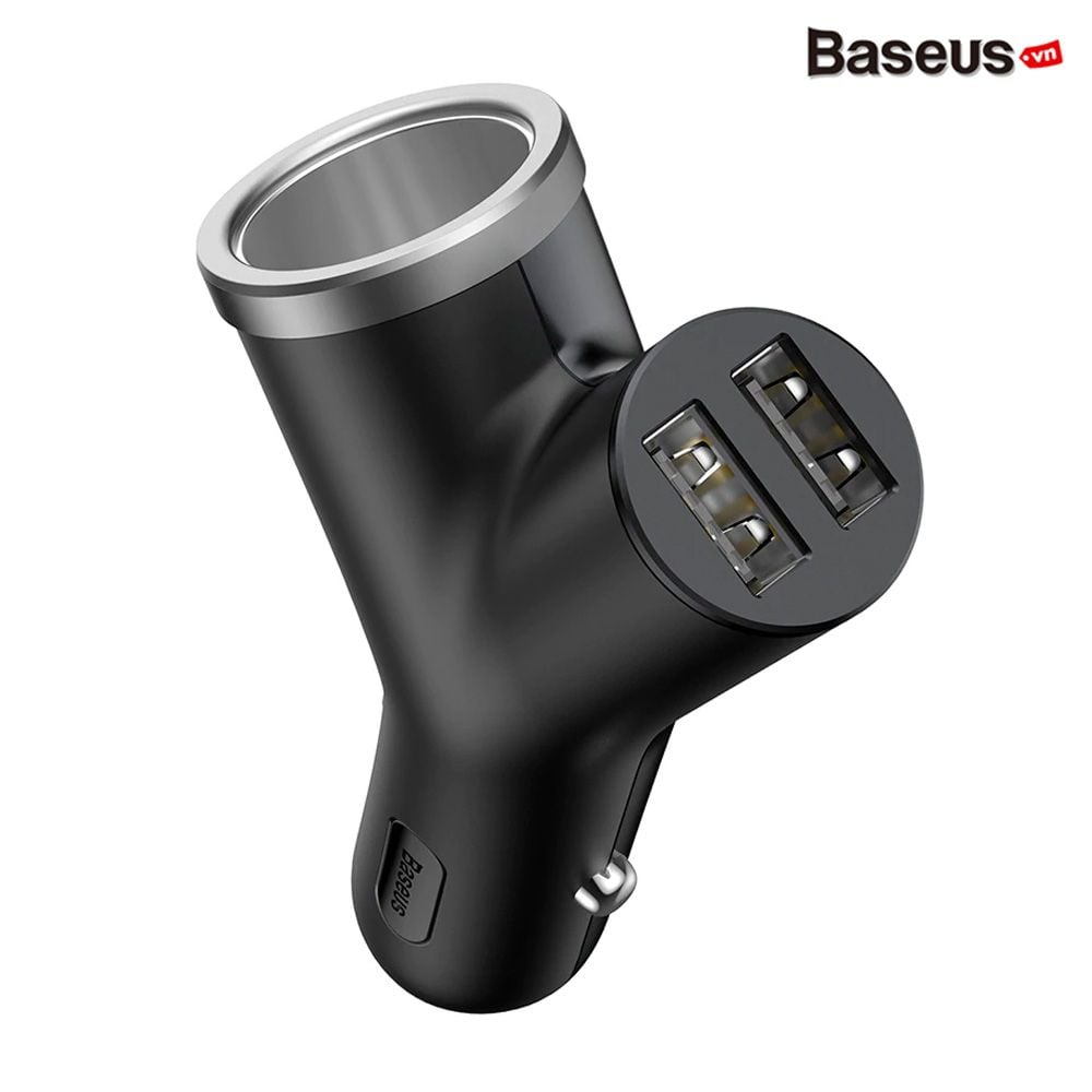 Bộ tẩu sạc mở rộng 3 trong 1 dùng cho xe hơi Baseus Y Type Dual USB (40W, 3.4A Fast Charge, Intelligent Car charger)