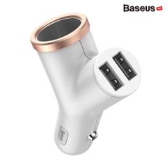 Bộ tẩu sạc mở rộng 3 trong 1 dùng cho xe hơi Baseus Y Type Dual USB (40W, 3.4A Fast Charge, Intelligent Car charger)