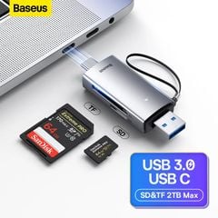 Đầu Đọc Thẻ Nhớ Đa Năng Tốc Độ Cao Baseus Lite Series USB-A & Type-C to SD/TF Card Reader Cho Smartphone/Tablet/Macbook/Laptop