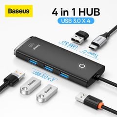 Hub Mở Rộng Kết Nối Baseus Lite Series USB/Type C to USB 3.0 (3 port USB3.0/5Gbps High speed/Docking Station)