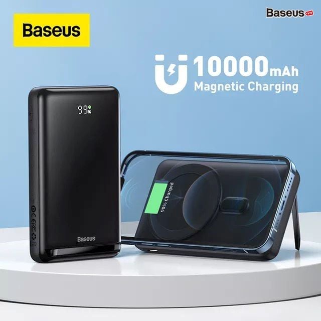 Pin Sạc Dự Phòng Không Dây Baseus Magnetic Bracket Wireless Fast Charge Power Bank 10000mAh 20W (Kèm cáp C to C 60W, Phiên Bản Quốc Tế)