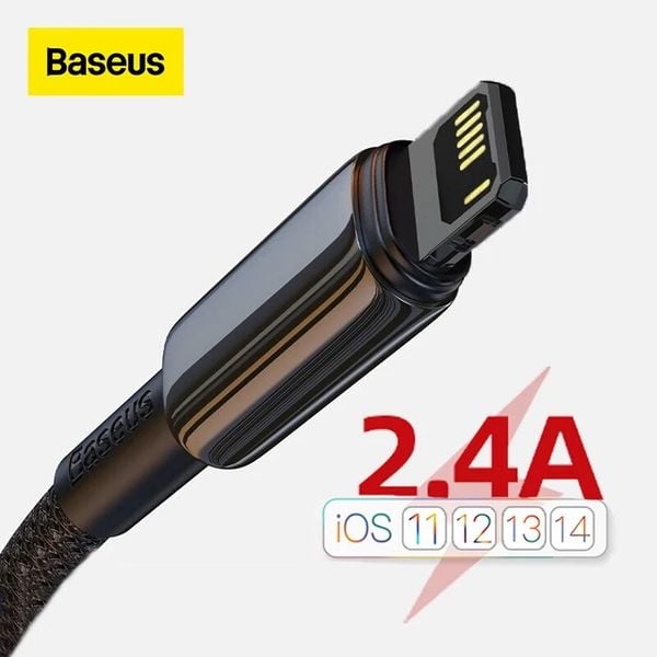 Cáp sạc Lightning siêu bền dùng iPhone/iPad Baseus Tungsten Gold Lightning (USB to Lightning, 2.4A Fast Charging & Data Cable)