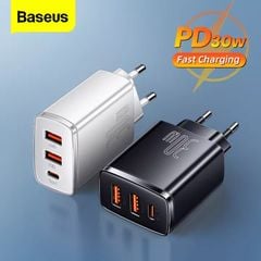 Cốc sạc nhanh siêu nhỏ gọn Baseus Compact Quick Charger 30W (USB dual port +Type C, 30w PD/QC3.0 Multi Quick Charge Support)