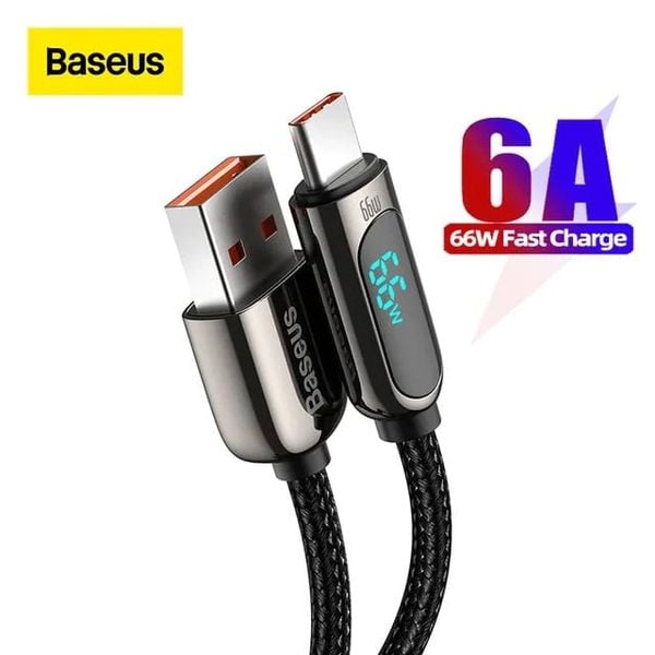 Cáp Sạc Nhanh Baseus Display Fast Charging Data Cable USB to Type-C 66W