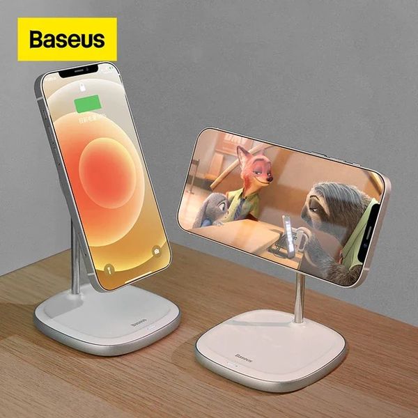 Đế giữ điện thoại tích hợp sạc nhanh không dây Baseus Swan Magnetic Desktop Bracket Wireless Charger cho iPhone 12 series (15W, Magsafe Wireless charge)