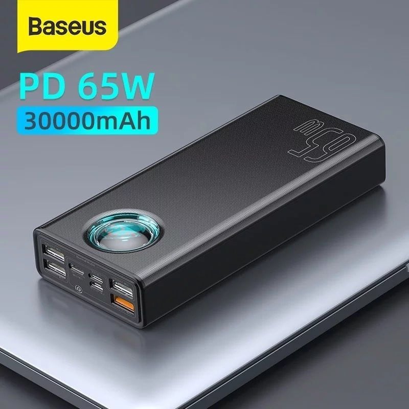 Pin sạc dự phòng 30000mAh Baseus Amblight 65W – 4 USB, Type-C in/out, Lightning, Micro, màn hình LED