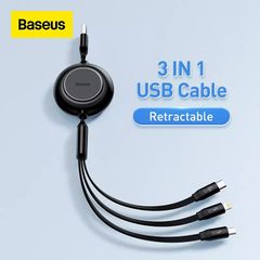 Cáp Sạc Dây Rút Thế Hệ Mới Baseus Bright Mirror 2 Series Retractable 3-in-1 Fast Charging Data Cable (USB to M+L+C 3.5A 1.1m)