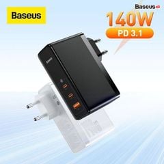 Củ sạc nhanh Baseus GaN5 Pro 140W – 2 Type-C + 1 USB, hỗ trợ PD/QC4.0/3.0, kèm cáp C to C chính hãng