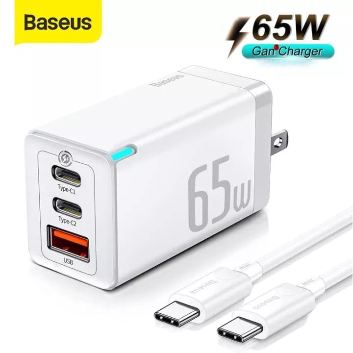 Bộ Sạc Nhanh Baseus GaN5 Pro Quick Charger 65W (Type Cx2 + USB, PD3.0/PPS/QC4.0/SCP/FCP Multi Quick Charge Protocol, New Upgrade Technology)