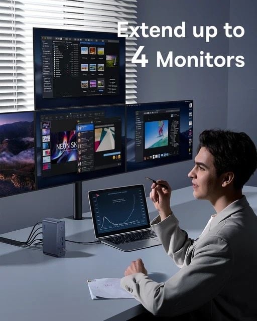 Hub Mở Rộng Đa Năng Baseus UnionJoy Pro 17-Port (8K@30Hz Ultra Four-Screen Multifunctional HUB Docking Station)