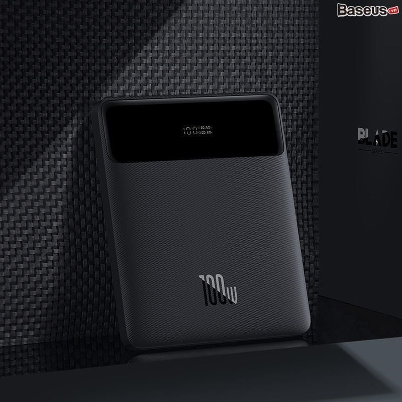 Pin dự phòng Baseus Blade 100W – 20000mAh, 4 cổng (2C + 2USB), sạc nhanh laptop, màn hình LED, kèm cáp C to C