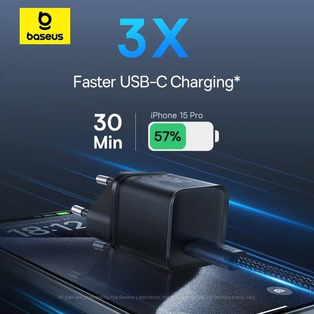 Củ Sạc Nhanh Baseus GaN5S Fast Charger 1C 30W Cho iPhone 15 14 13 Pro Max (Nhỏ gọn, sạc nhanh PD/Quick Charge)