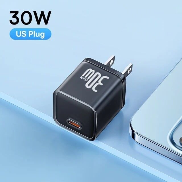 Củ Sạc Nhanh Baseus GaN5S Fast Charger 1C 30W Cho iPhone 15 14 13 Pro Max (Nhỏ gọn, sạc nhanh PD/Quick Charge)