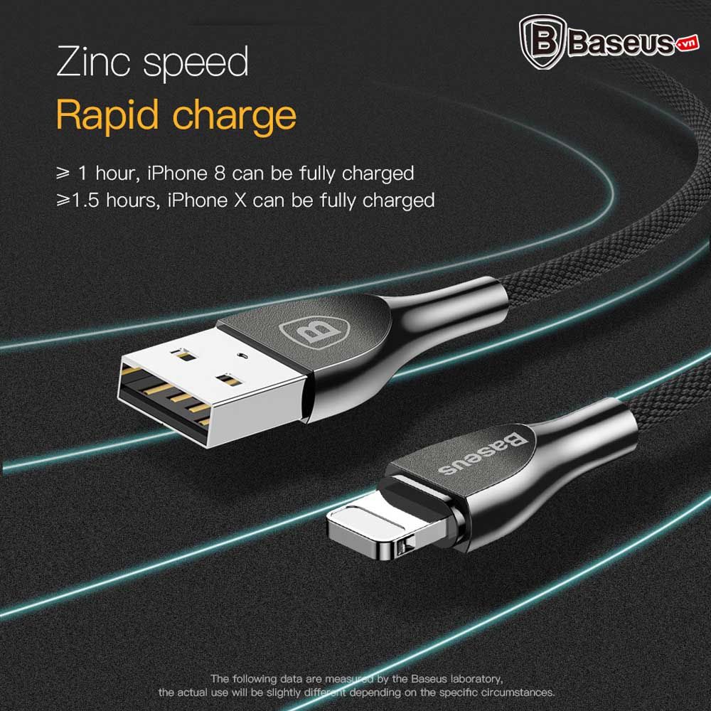 Cáp sạc nhanh, siêu bền Lightning Baseus Zinc Alloy Metal LV157 cho iPhone 6/ 7/ 8/ iPhone X (Zinc Security Quick Charge )