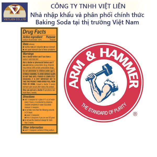  Combo 2 chai : Muối Nổi Rửa Rau Quả Arm&Hammer Baking Soda Tinh Khiết 340g 