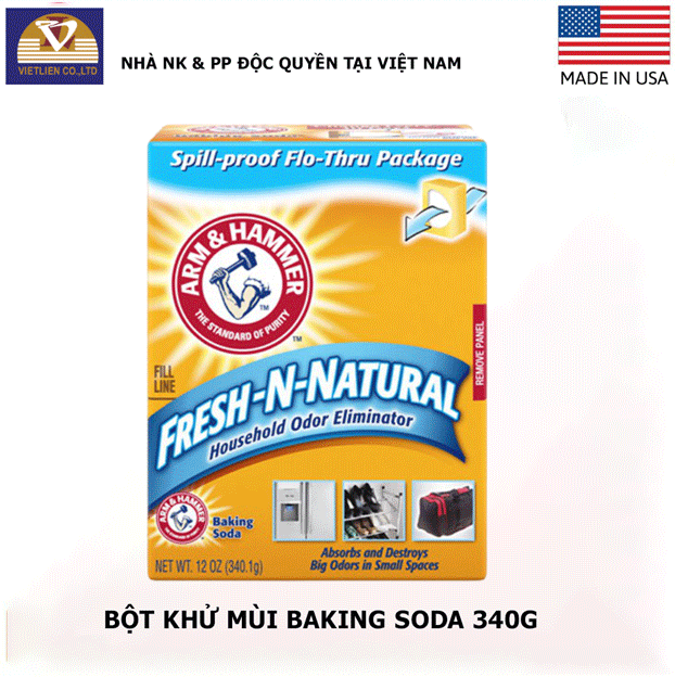  COMBO BỘT RỬA RAU QUẢ ĐA NĂNG BAKING SODA 340G + BỘT KHỬ MÙI BAKING SODA 340G + BỘT KHỬ MÙI TỦ LẠNH BAKING SODA 396G 